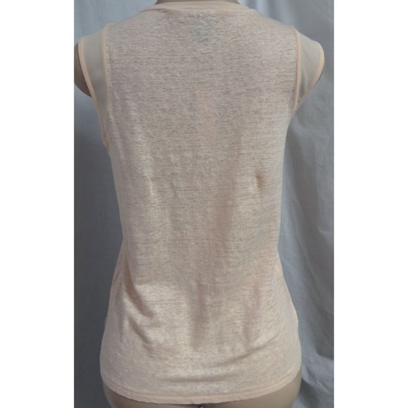 "ANN TAYLOR" LIGHT PEACH LAYERED FRONT CHIFFON INSETS BLOUSE TOP SIZE: L NWT - Picture 6 of 6